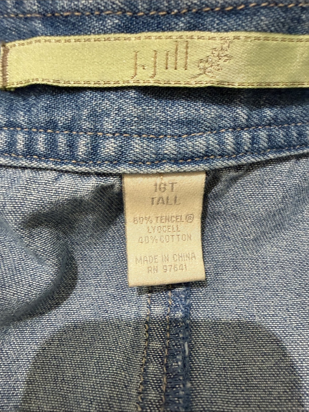 J.Jill Denim Midi Skirt 16T Tall Tencel Cotton Blue Jean A-Line 27” - Picture 4 of 7